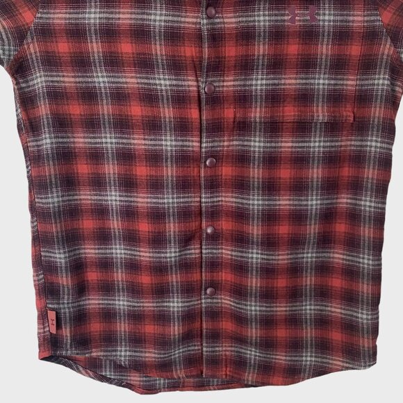 Under Armour Tradesman Flex Flannel Shirt Men's Medium Red Plaid Snap Button-Up - Picture 6 of 13